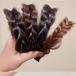 Handmade gradient brown fishtail braid headband with teeth for women’s hair styling