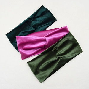 Three-pack velvet twist headbands in green and rose pink for women hair styling
