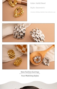 Detail of 18K gold and silver geometric irregular hoop earrings with textured finish