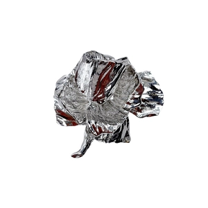 Vintage silver metal rose brooch with textured petals for elegant women coats