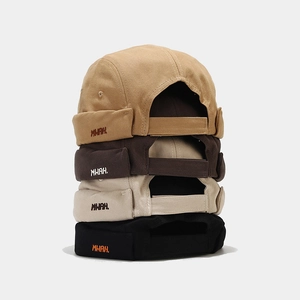 Bonnet Docker Vintage Beanie Sans Bord 100% Coton Réglable Broderie Lettre Hip Hop Décontracté Streetwear Hommes Femmes
