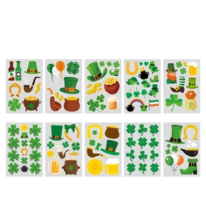 Set of 10 St. Patrick's Day temporary tattoos with clover and hat designs in 7.5x11cm