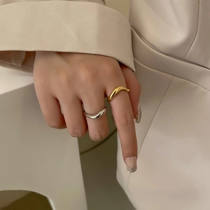 Wave Winding Ring 925 Sterling Silver Irregular Geometric Minimalist Adjustable Open Band Fashion Jewelry For Women