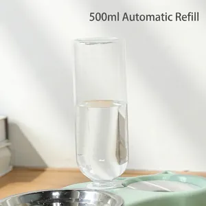 Distributeur d'eau automatique 500ml pour animaux avec bol en acier inoxydable
