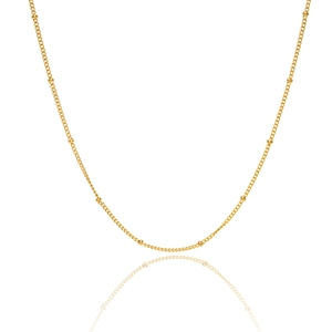 Detail of 18K gold-plated stainless steel satellite chain with polished beads