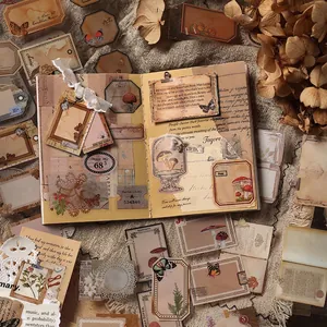 Vintage PET sticker book with butterflies and mushrooms for journaling decoration