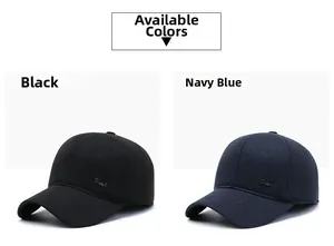 Vue détaillée de casquettes de baseball en sergé pour hommes en noir et bleu marine