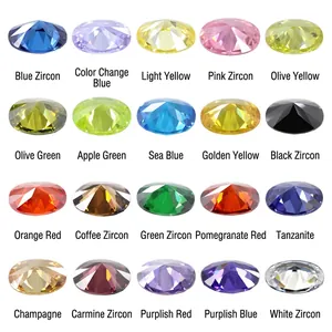 Pierres de zircone cubique ovales en 20 couleurs variées pour la joaillerie