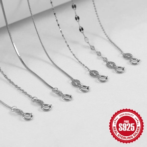Selection of S925 sterling silver necklaces including snake and wave chain styles