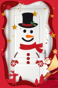 DIY Christmas snowman door sticker set with hat, scarf, and gloves for party decor