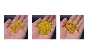 Detailed comparison of 2mm, 3mm, and 4mm gold silver-lined glass seed beads for DIY jewelry