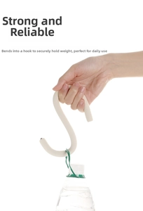 Close-up of flexible S-hook holding a heavy bottle showing strong load capacity