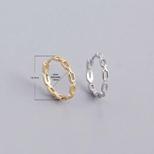S925 silver geometric chain hoop earrings with diamonds in gold and silver finish