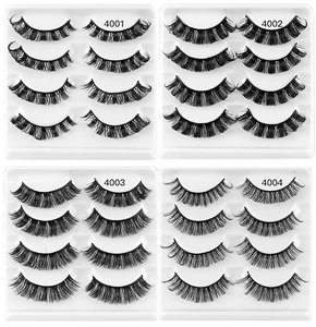 Detailed grid showing four styles of Russian volume synthetic fiber false eyelashes