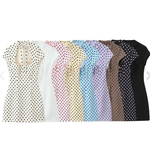 Polka dot mini dress with bow back and cut-out detail, multiple color variations