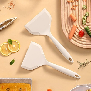Lot de 2 spatules larges en silicone blanc pour tamagoyaki et pizza en cuisine