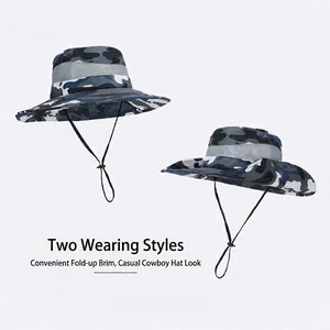 Mesh breathable camouflage sun hat for men featuring two ways to wear and wide brim style
