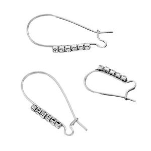 Silver stainless steel earrings with sparkling rhinestones shown from three different angles
