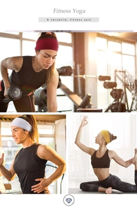 Fitness yoga headband shown in red, white and yellow for athletic gym workouts