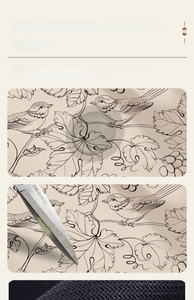Detail showing the absorbent cloud bath mat with bird pattern and scratch-resistant surface