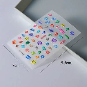 5D embossed colorful bubble speech nail stickers with English letters for DIY manicure