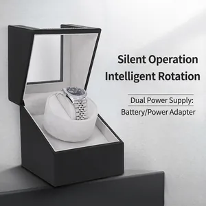 Single Automatic Watch Winder PU Leather Storage Box Silent Motor Mechanical Watch Display Case Dual Power Supply