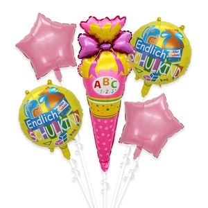 Back to school foil balloon set ice cream cone star balloons party decoration layout.