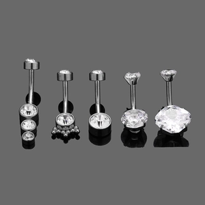 Lot de 5 piercings de nombril noirs en acier 316L avec zircons cubiques étincelants