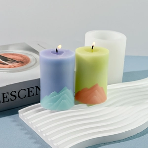 Detailed relief of mountain-shaped scented candle and its silicone casting mold