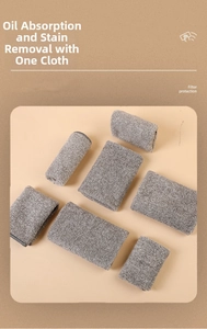 Macro detail of thick absorbent microfiber cleaning cloths for kitchen oil removal