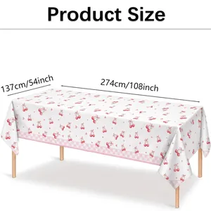 Waterproof 137x274cm cherry print tablecloth size guide for party decorations