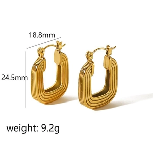 Orecchini in acciaio inossidabile placcati oro 18k con texture ondulata