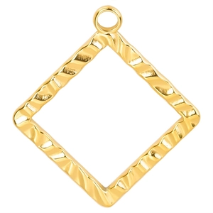 Quadratischer Anhänger aus 18k vergoldetem Edelstahl mit gehämmerter Textur für DIY