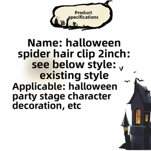 Detailed size and style specifications for the 3D Halloween spider hair clips