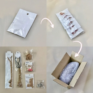Detailed view of punk skull rings safely packed in protective bubble wrap and shipping box