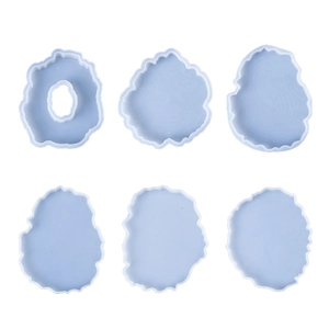 Set of 6 irregular wave-edged silicone molds for DIY resin coasters and crafts