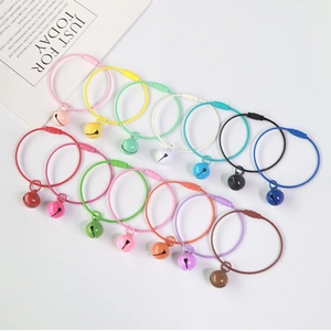 Assorted candy-colored wire loop keychains with bells for DIY knitting and bag accessories