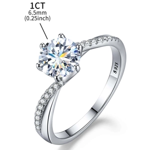 Classic 1CT moissanite twisted band ring in S925 sterling silver for wedding gift