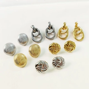 Elegant 18K gold and silver plated stainless steel geometric earrings set on white background