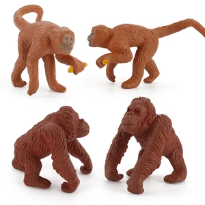Set educativo di 4 figurine realistiche di orangutan in varie pose naturali realistiche