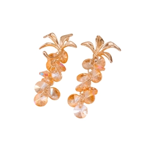 Boucles d'oreilles vintage en forme de fleur avec glands en verre et perles dorées