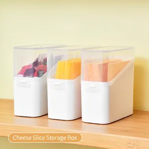 Cheese Slice Refrigerator Storage Box Japanese Plastic Food Packet Organizer With Transparent Flip Lid For Kitchen Desk
