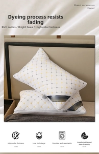 Detail showing white quilted pillowcase with diamond pattern and small colorful dots