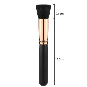 Flat top powder brush with black soft bristles and rose gold ferrule 13.5cm length