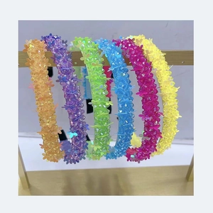 Elegant Handmade Artificial Crystal Flower Beaded Headband Sweet Floral Hair Hoop Sequined Headpiece Hair Accessory Women