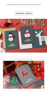 Detail of 3D felt Christmas card featuring snowman and reindeer with pearl paper envelope