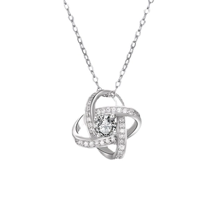 Elegant S925 sterling silver spinning clover necklace with sparkling cubic zirconia star pendant