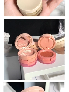 Stackable three-color eyeshadow palette with matte and shimmer shades in earth tones
