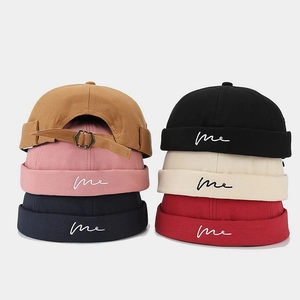 Docker Hat Cotton Canvas Brimless Cap Retro Miki Hat With Letter Embroidery Adjustable Buckle Streetwear For Men