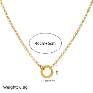 18k gold plated stainless steel necklace showing 46+6cm chain and pendant dimensions